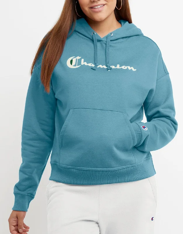 Women's Old English Script Hoodie Hoodie with Mock Neck Collared Structured
