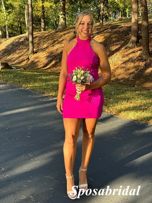 Sexy Gummy Pink Crepe Halter Sleeveless Sheath Mini Dresses/ Homecoming Dresses, PD3607 Fashionable Mini Dress with Frills Sexy Gummy Pink Crepe Halter Sleeveless Sheath Mini Dresses/ Homecoming Dresses, PD3607 Fashionable Mini Dress with Frills
