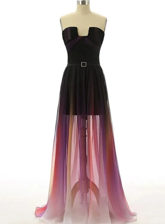 Gradient High Low Formal Dresses, Long Party Dresses, Chiffon Homecoming Dresses Tunics Polka dots Gradient High Low Formal Dresses, Long Party Dresses, Chiffon Homecoming Dresses Tunics Polka dots