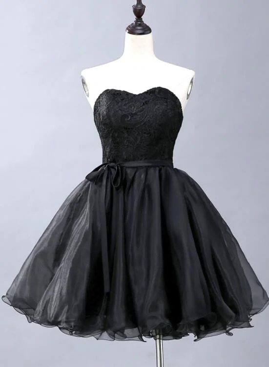 Elegant Black Short Lace-Up Party Dress, Black Formal Dress, Evening Dress Tunics Luxurious high-end Elegant Black Short Lace-Up Party Dress, Black Formal Dress, Evening Dress Tunics Luxurious high-end