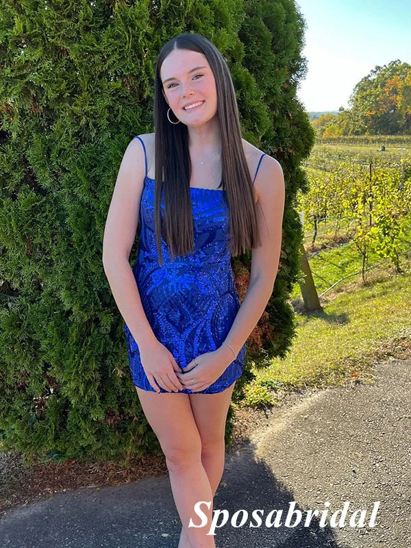Shiny Sequin Lace Spaghetti Straps Sleeveless Sheath Mini Dresses/ Homecoming Dresses, PD3604 Elegant Satin Lace Mini Dress Shiny Sequin Lace Spaghetti Straps Sleeveless Sheath Mini Dresses/ Homecoming Dresses, PD3604 Elegant Satin Lace Mini Dress