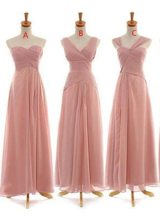 Dark Pink Chiffon Long Mismatch Bridesmaid Dresses, Lovely Wedding Party Dress Mermaid Tail Wedding Dark Pink Chiffon Long Mismatch Bridesmaid Dresses, Lovely Wedding Party Dress Mermaid Tail Wedding