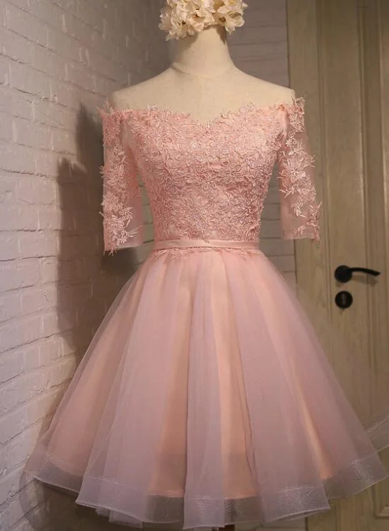 Pink Off Shoulder Sweetheart Short Homecoming Dresses, Sweet Pink 16 Party Dresses 2018 Tunics Exclusive limited Pink Off Shoulder Sweetheart Short Homecoming Dresses, Sweet Pink 16 Party Dresses 2018 Tunics Exclusive limited