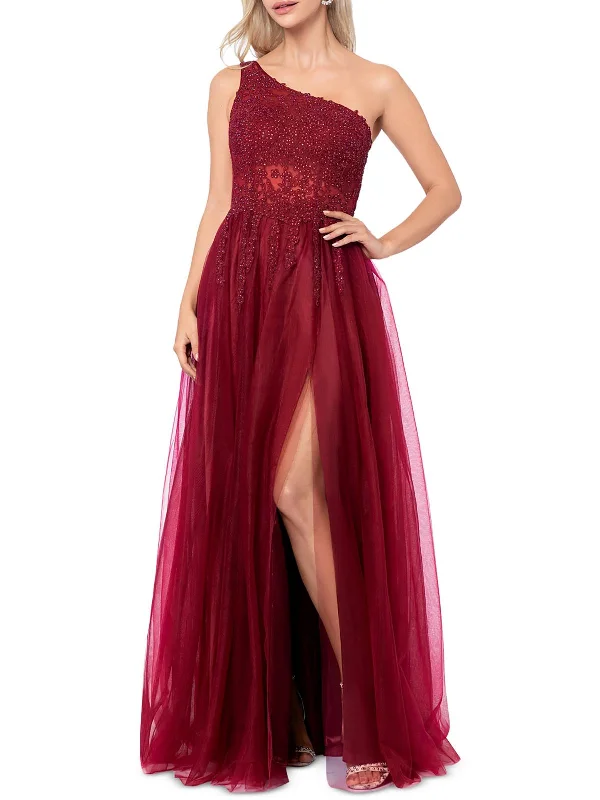 Juniors Womens Mesh One Shoulder Evening Dress Tunics Trousers formal