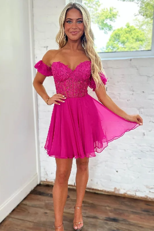 A line Sweetheart Detachable Sleeves Cute Short Homecoming Dress QH2453 Tunics Floral girly