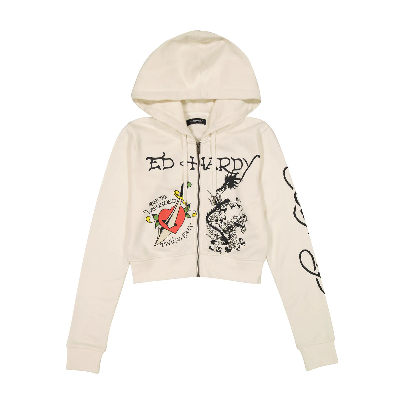 Dagger Heart Zip Up Hoodie Hoodie with Front Slit Layering Stylish