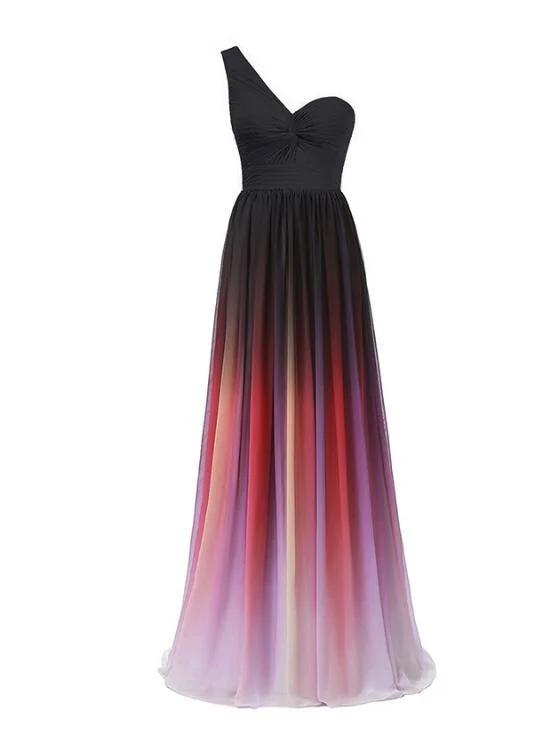 Beautiful One Shoulder Gradient Elegant Party Dress, Charming Formal Gowns Tunics Handmade artisanal Beautiful One Shoulder Gradient Elegant Party Dress, Charming Formal Gowns Tunics Handmade artisanal