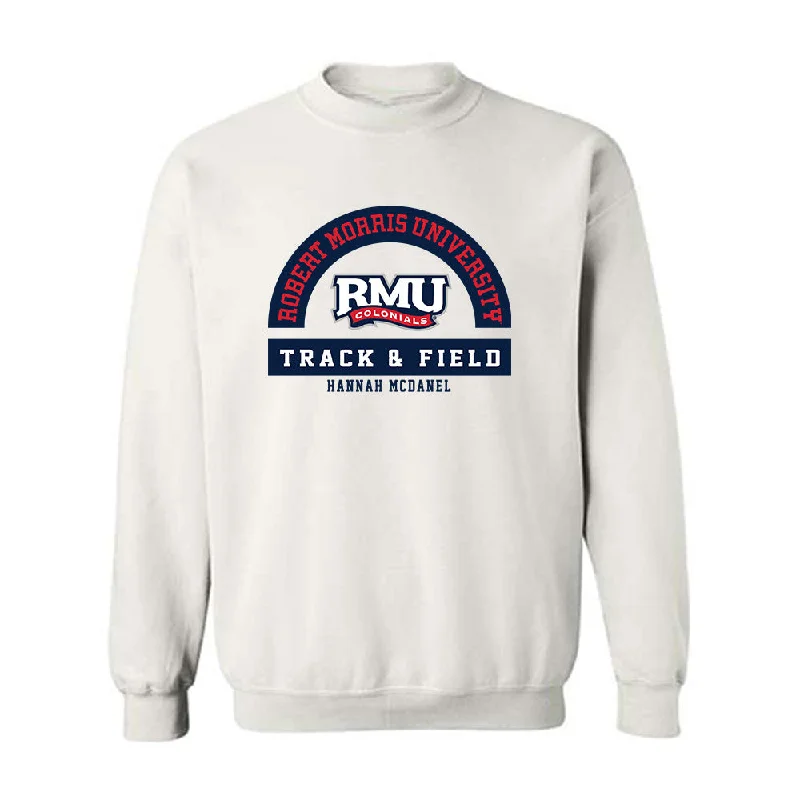 Robert Morris - NCAA Women's Track & Field : Hannah McDanel - Classic Fashion Shersey Crewneck Sweatshirt Hoodie with Stripes Bold Sporty Robert Morris - NCAA Women's Track & Field : Hannah McDanel - Classic Fashion Shersey Crewneck Sweatshirt Hoodie with Stripes Bold Sporty