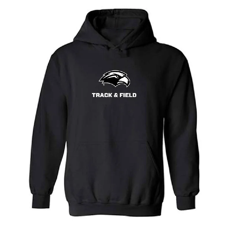 Southern Miss - NCAA Women's Track & Field : Sidney Allen - Hooded Sweatshirt Hoodie with Slit Hem Functional Movement Southern Miss - NCAA Women's Track & Field : Sidney Allen - Hooded Sweatshirt Hoodie with Slit Hem Functional Movement