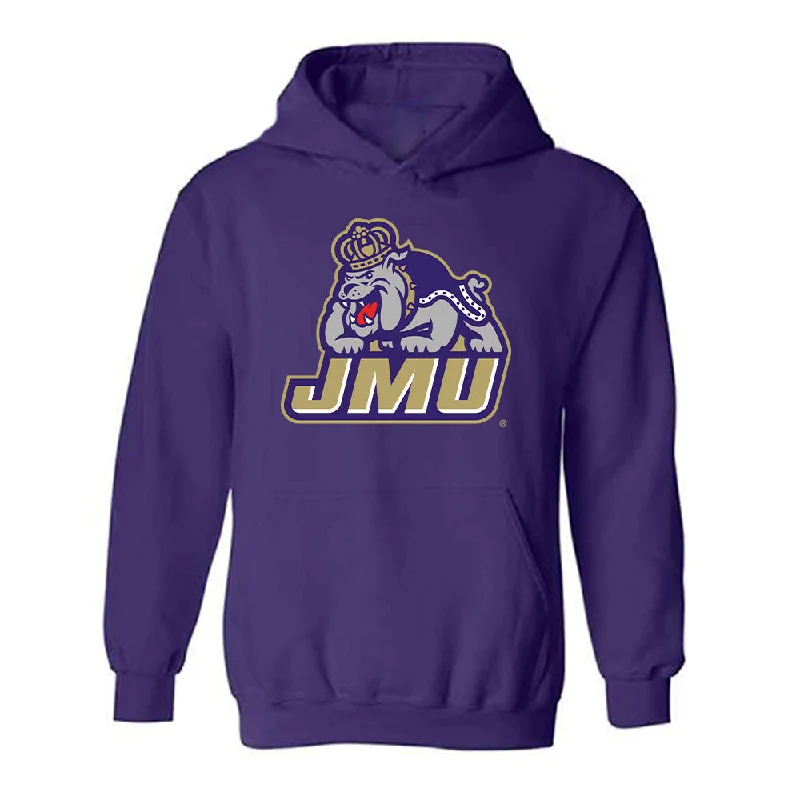 JMU - NCAA Women's Track & Field : Erica Moolman - Classic Shersey Hooded Sweatshirt Hoodie with Zipper Placket Modern Functional JMU - NCAA Women's Track & Field : Erica Moolman - Classic Shersey Hooded Sweatshirt Hoodie with Zipper Placket Modern Functional