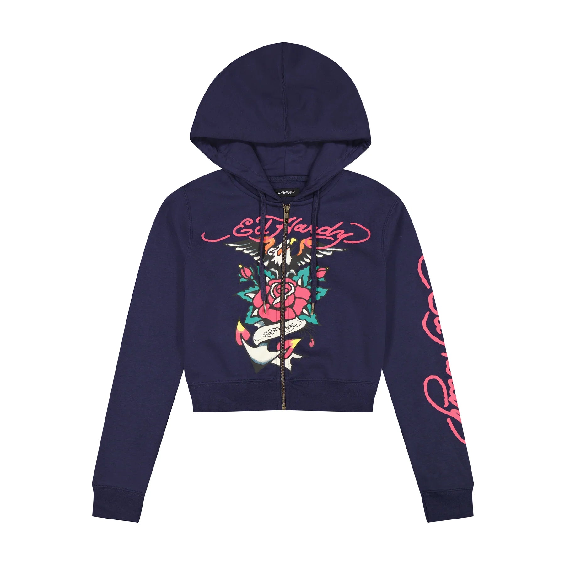 Eagle Rose Zip Hoodie Hoodie with Side Slits Relaxed Casual
