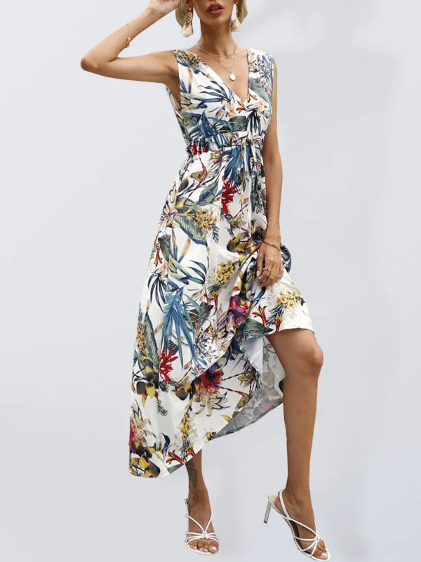 Printed waist single-breasted printed short-sleeved casual resort dress Tunics Fashionable chic Printed waist single-breasted printed short-sleeved casual resort dress Tunics Fashionable chic
