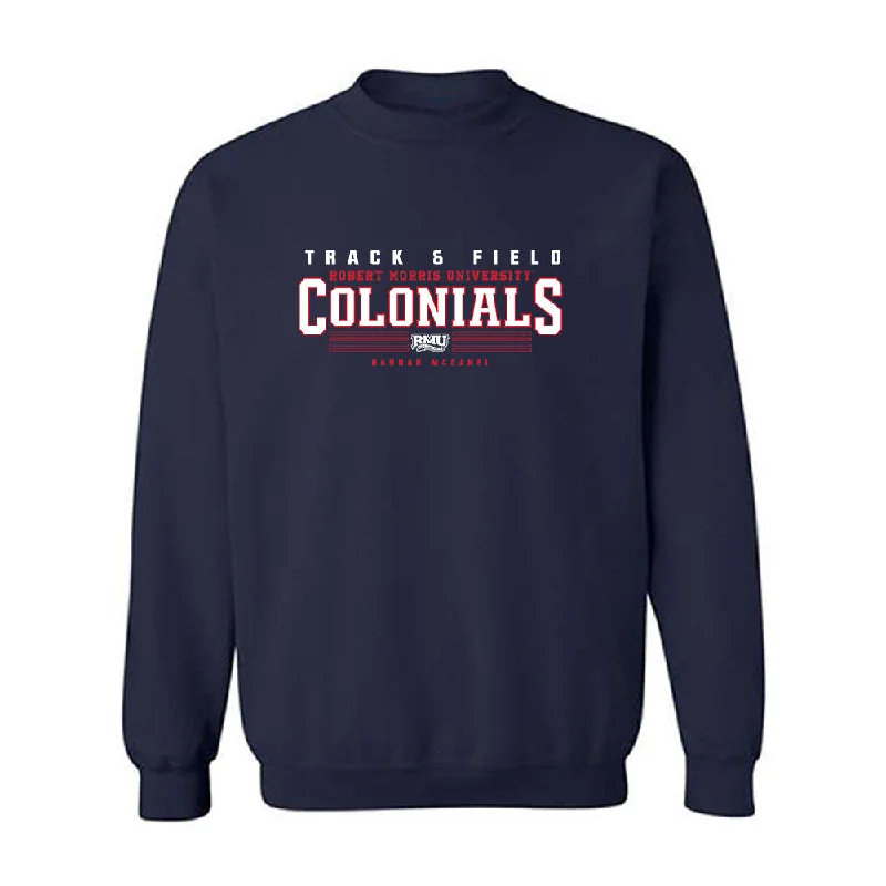 Robert Morris - NCAA Women's Track & Field : Hannah McDanel - Classic Fashion Shersey Crewneck Sweatshirt Hoodie with Typography Text Message Robert Morris - NCAA Women's Track & Field : Hannah McDanel - Classic Fashion Shersey Crewneck Sweatshirt Hoodie with Typography Text Message