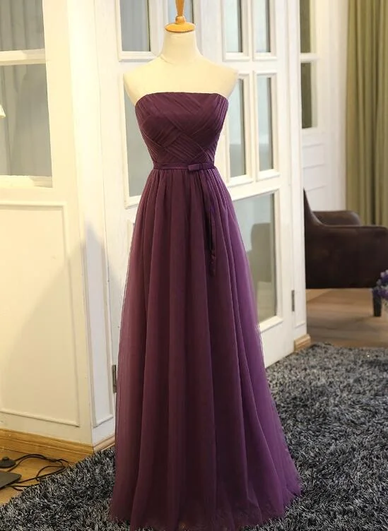 Dark Purple Tulle Long Formal Dress, Grape Party Dress , Party Dress Tunics Velvet soft