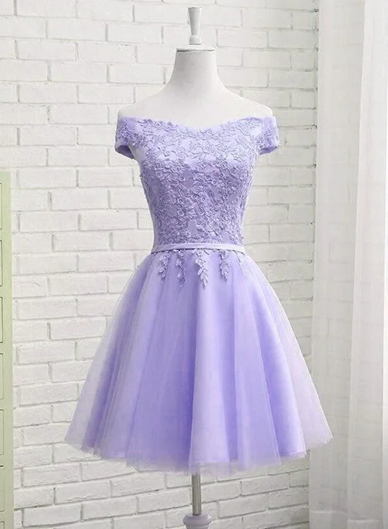 Simple Tulle and Lace Knee Length Party Dress , Formal Dresses , New Party Dress Cowl Neckline Elegant