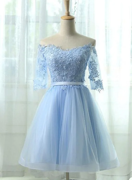 Light Blue Short Homecoming Dress , Elegant Party Dress, Cute Formal Dresses Tunics Wedding white Light Blue Short Homecoming Dress , Elegant Party Dress, Cute Formal Dresses Tunics Wedding white