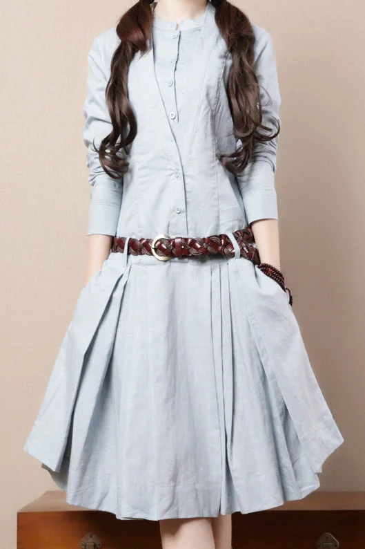 New Spring Summer Vintage Inspired Long Sleeve Linen Dress 3681 Tunics Versatile all-occasion New Spring Summer Vintage Inspired Long Sleeve Linen Dress 3681 Tunics Versatile all-occasion