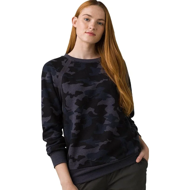 PRANA Womens Cozy Up Sweatshirt XS Black Blue Nautical Camo Crewneck NWT Hoodie with Oversized Fit Loose Comfortable PRANA Womens Cozy Up Sweatshirt XS Black Blue Nautical Camo Crewneck NWT Hoodie with Oversized Fit Loose Comfortable