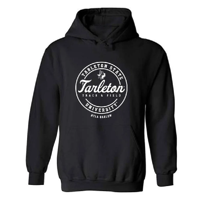 Tarleton State - NCAA Women's Track & Field : Nyla Barlow - Classic Fashion Shersey Hooded Sweatshirt Hoodie with Emblem Brand Identity Tarleton State - NCAA Women's Track & Field : Nyla Barlow - Classic Fashion Shersey Hooded Sweatshirt Hoodie with Emblem Brand Identity