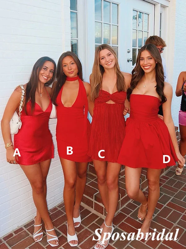 Sexy Mismatched Red Mini Dresses/ Homecoming Dresses, PD3610 Cozy Jersey Mini Dress