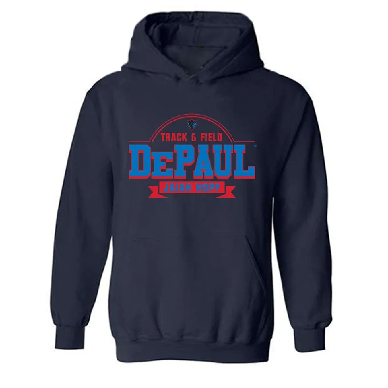 DePaul - NCAA Women's Track & Field : Jaiah Hopf - Classic Fashion Shersey Hooded Sweatshirt Hoodie with Crew Neck Simple Timeless DePaul - NCAA Women's Track & Field : Jaiah Hopf - Classic Fashion Shersey Hooded Sweatshirt Hoodie with Crew Neck Simple Timeless