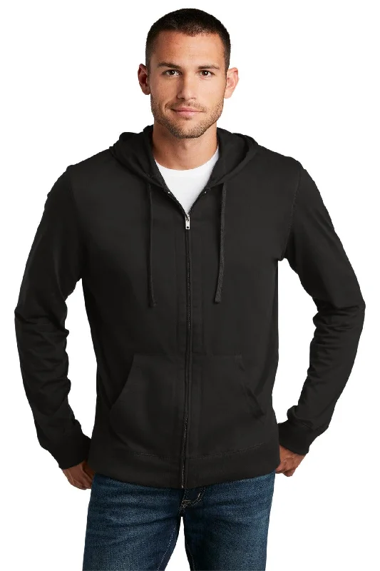 District Jersey Full-Zip Hoodie. DT1100 Zip Hoodie Drawstring Kangaroo Pocket