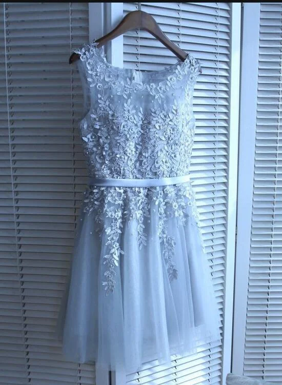 Light Grey V-neckline Knee Length Party Dress, Cute Formal Dress Tunics Essential wardrobe Light Grey V-neckline Knee Length Party Dress, Cute Formal Dress Tunics Essential wardrobe