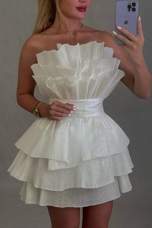 A line Strapless Tiered Short Homecoming Dress Party Gown QH2478 Cowl Neckline Elegant A line Strapless Tiered Short Homecoming Dress Party Gown QH2478 Cowl Neckline Elegant