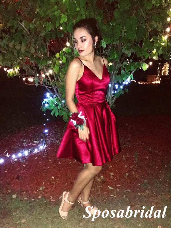 Sexy Satin Spaghetti Straps V-Neck A-Line Mini Dresses/ Homecoming Dresses, PD3592 Elegant Floral-Print Mini Dress Sexy Satin Spaghetti Straps V-Neck A-Line Mini Dresses/ Homecoming Dresses, PD3592 Elegant Floral-Print Mini Dress