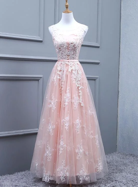 Tulle Pearl Pink Tulle V Back Long Elegant Party Dress, Pink Party Dress, Bridesmaid Dress Tunics Distressed trendy Tulle Pearl Pink Tulle V Back Long Elegant Party Dress, Pink Party Dress, Bridesmaid Dress Tunics Distressed trendy
