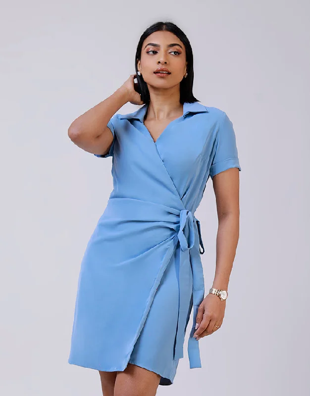 Folded Sleeves Wraparound Dress Tunics Prom sequined