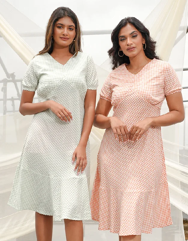 Check Empire Waist Dress with Frill Hem Tunics Recommended stylist