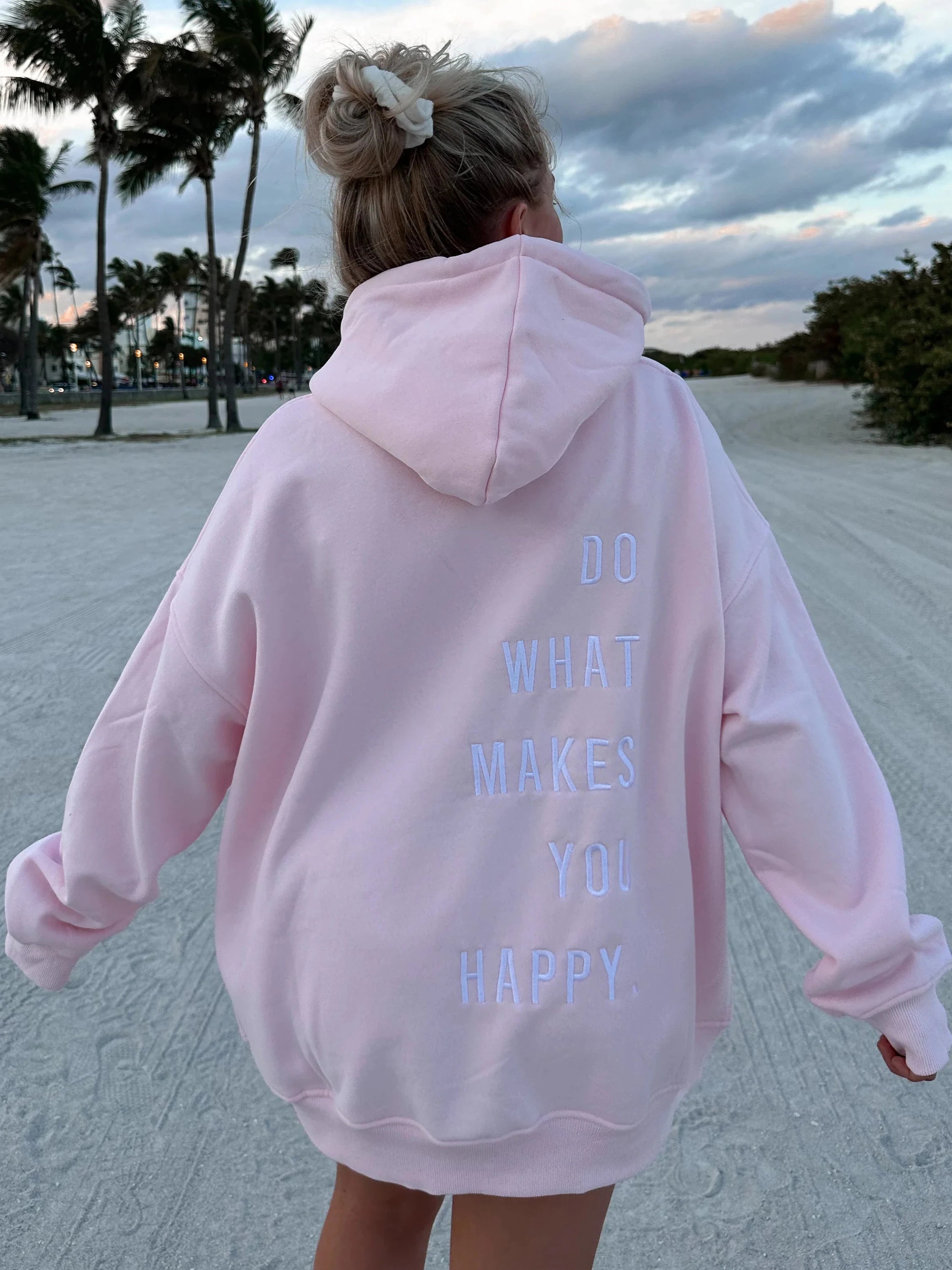 Do What Makes You Happy Hoodie Hoodie with Hem Elastic Stretchable Comfortable