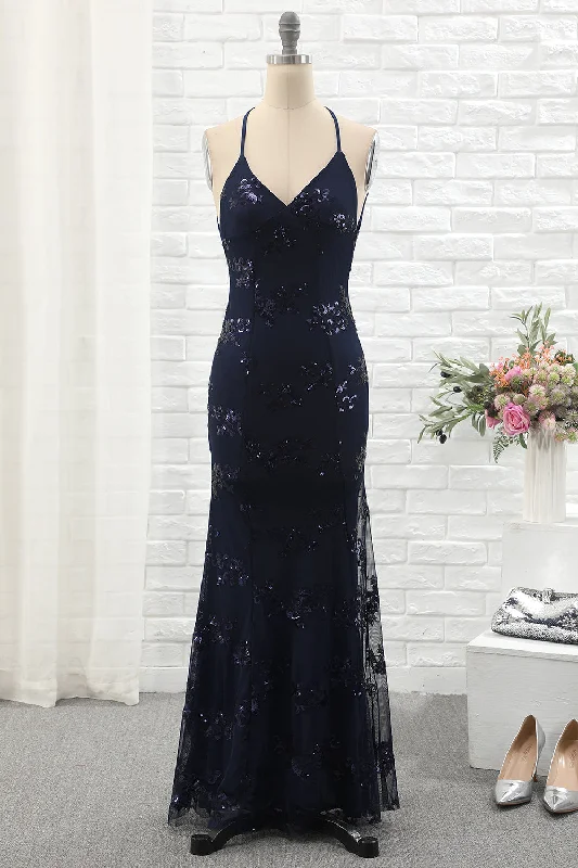 Spaghetti Straps Mermaid Party Dress Boatneck Modish Everyday