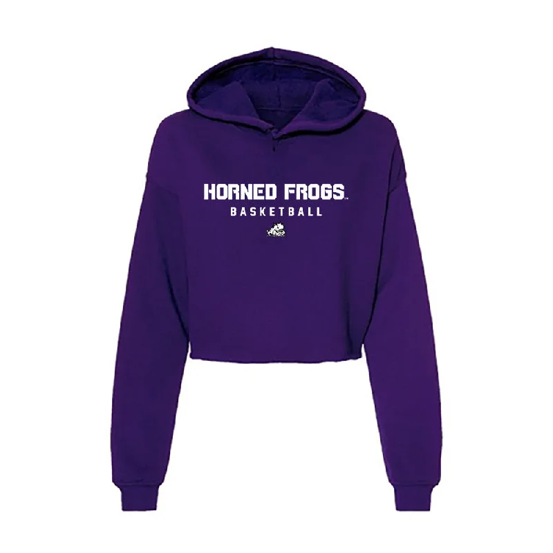 TCU - NCAA Women's Basketball : Madison Conner - Women's Crop Fleece Hoodie Hoodie with Toggle Buttons Decorative Unique TCU - NCAA Women's Basketball : Madison Conner - Women's Crop Fleece Hoodie Hoodie with Toggle Buttons Decorative Unique