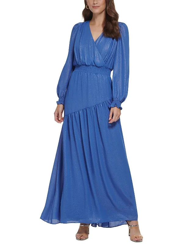 Womens Smocked Long Evening Dress Tunics Fall fleece