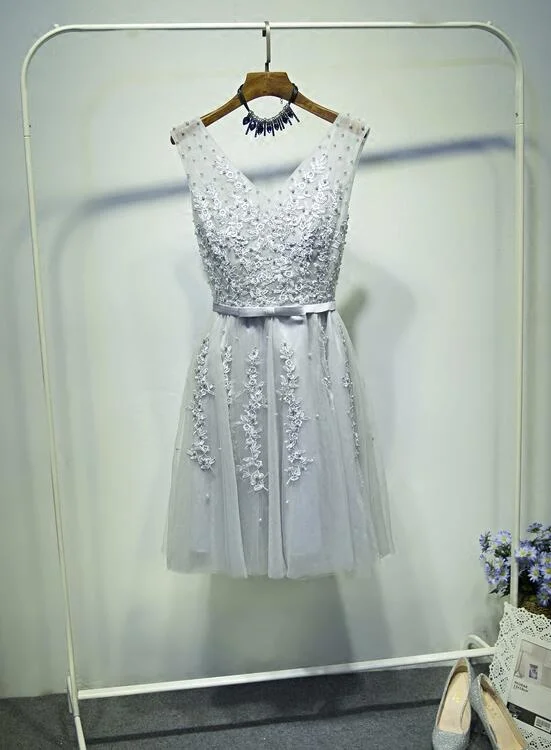 Lovely Tulle Beaded and Applique Knee Length Party Dress, Lovely Tulle Formal Dress Tunics Seasonal trendy Lovely Tulle Beaded and Applique Knee Length Party Dress, Lovely Tulle Formal Dress Tunics Seasonal trendy