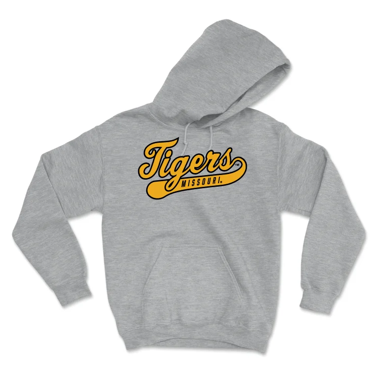 Sport Grey Women's Soccer Script Hoodie - Milena Fischer Hoodie with Hem Fringe Bohemian Relaxed Sport Grey Women's Soccer Script Hoodie - Milena Fischer Hoodie with Hem Fringe Bohemian Relaxed