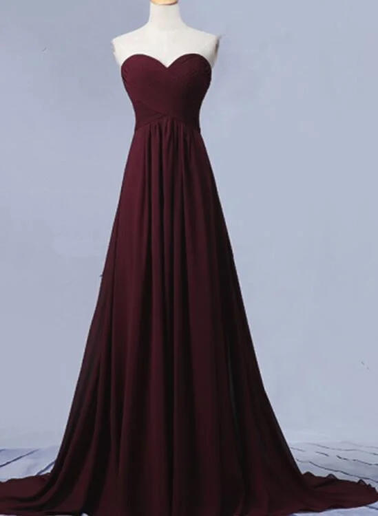 Maroon Long Sweetheart Chiffon Prom Dresses, Pretty Party Dresses, Maroon Bridesmaid Dresses Off-the-shoulder Bohemian Festive Maroon Long Sweetheart Chiffon Prom Dresses, Pretty Party Dresses, Maroon Bridesmaid Dresses Off-the-shoulder Bohemian Festive
