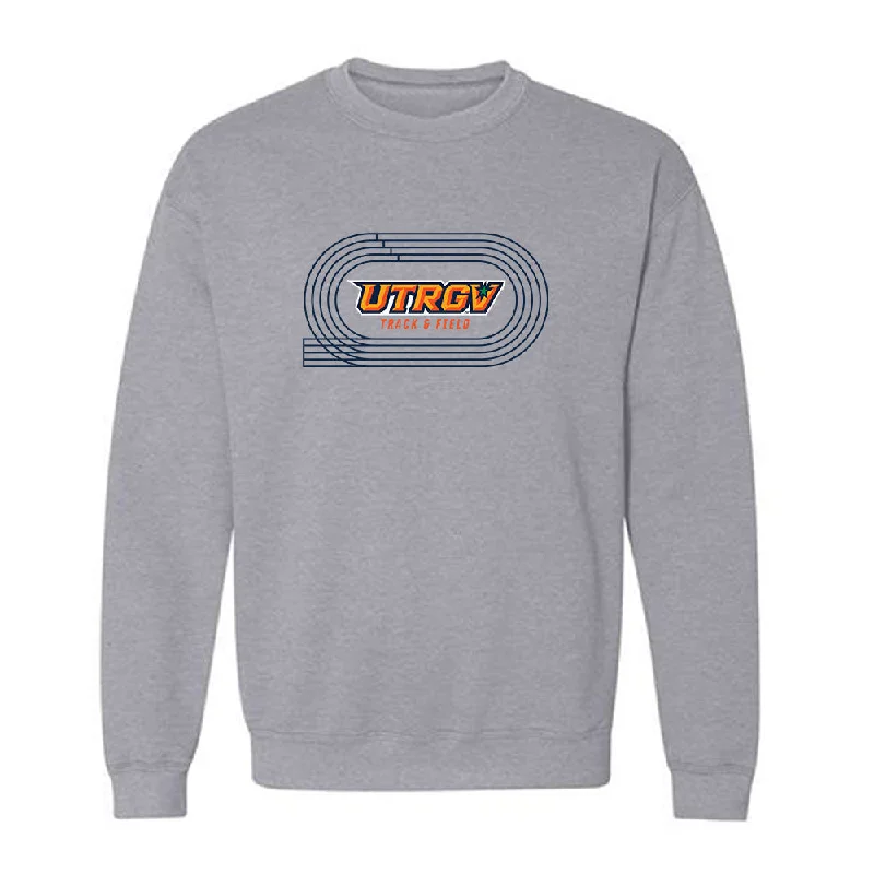 UTRGV - NCAA Women's Track & Field : Zoe VLK - Sports Shersey Crewneck Sweatshirt Hoodie with Belted Waist Structured Tailored UTRGV - NCAA Women's Track & Field : Zoe VLK - Sports Shersey Crewneck Sweatshirt Hoodie with Belted Waist Structured Tailored