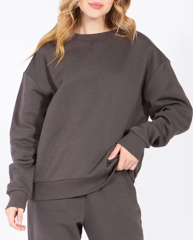 Oversized Crewneck Sweatshirt Hoodie with Elastic Waist Stretchable Comfortable