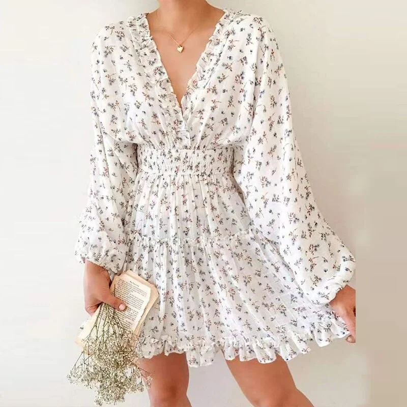 Pphmm Casual Pleated Chiffon Office Lady Dress Spring Women Ruffle V Neck Waist Mini Dress Elegant Lantern Sleeve Print Beach Dresses Classic Shift Mini Dress Pphmm Casual Pleated Chiffon Office Lady Dress Spring Women Ruffle V Neck Waist Mini Dress Elegant Lantern Sleeve Print Beach Dresses Classic Shift Mini Dress
