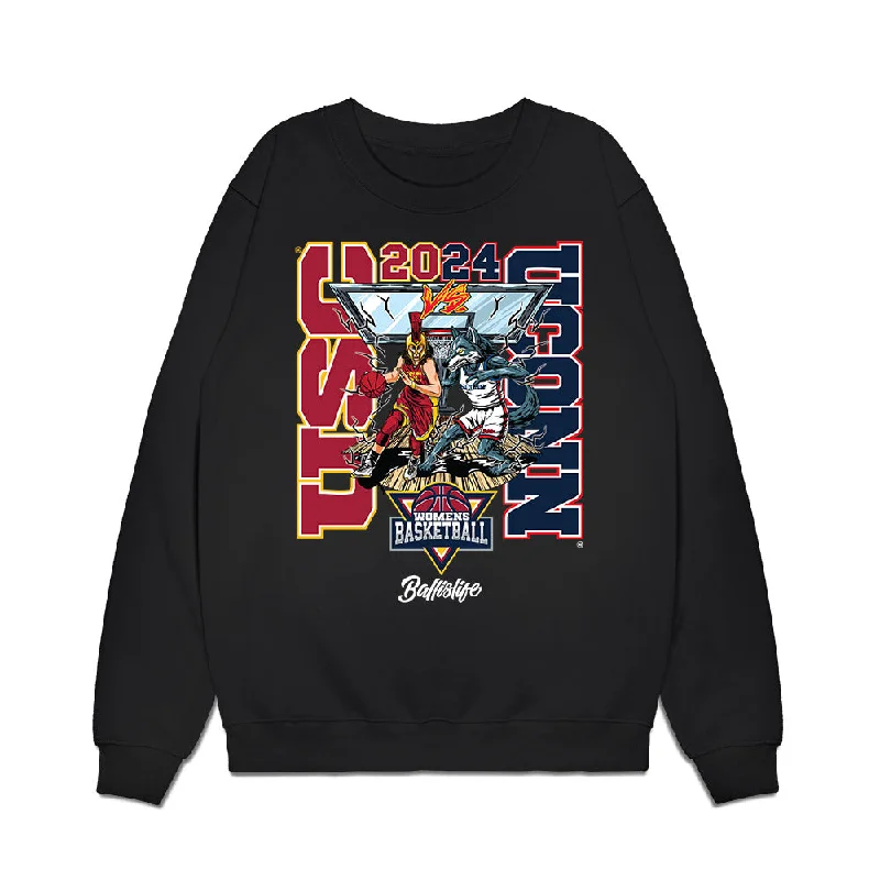 UConn - NCAA Women's Basketball : Aubrey Griffin - Ball is Life - UConn vs USC Black Midweight Crewneck Sweatshirt Hoodie with Slit Hem Functional Movement