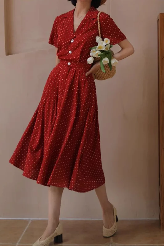 fit and flare red and white polka dot dresses 4850 Tunics Sophisticated sleek