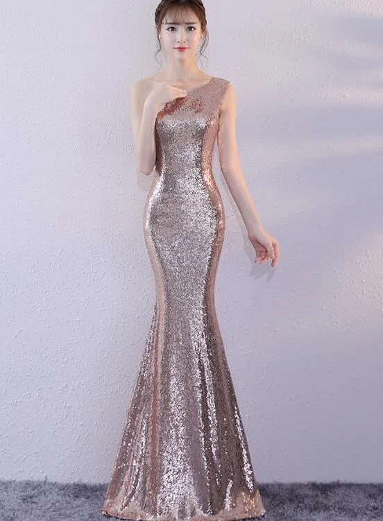 Beautiful Sequins Mermaid Long Prom Dress , Rose Gold Party Dress Tunics Stylish modern Beautiful Sequins Mermaid Long Prom Dress , Rose Gold Party Dress Tunics Stylish modern