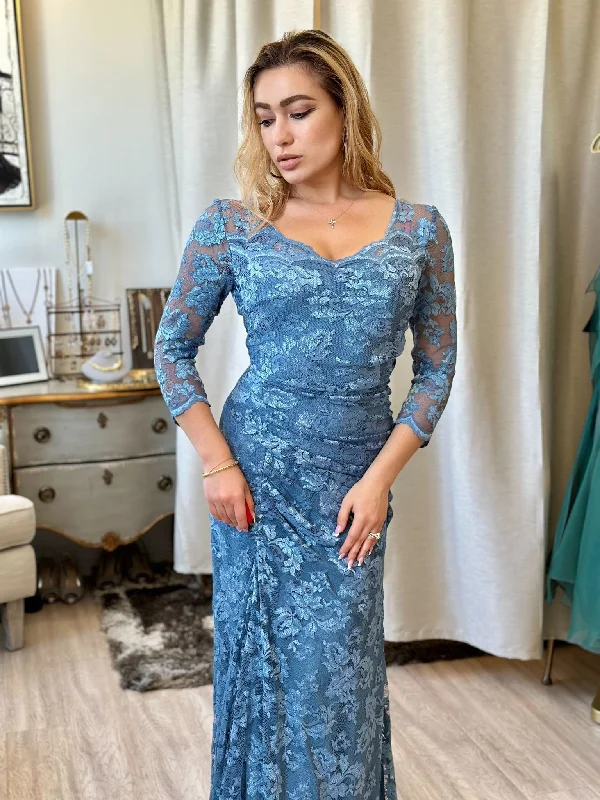 Olvi's Elegant 3/4 Sleeves Long Dress Tunics Essential wardrobe