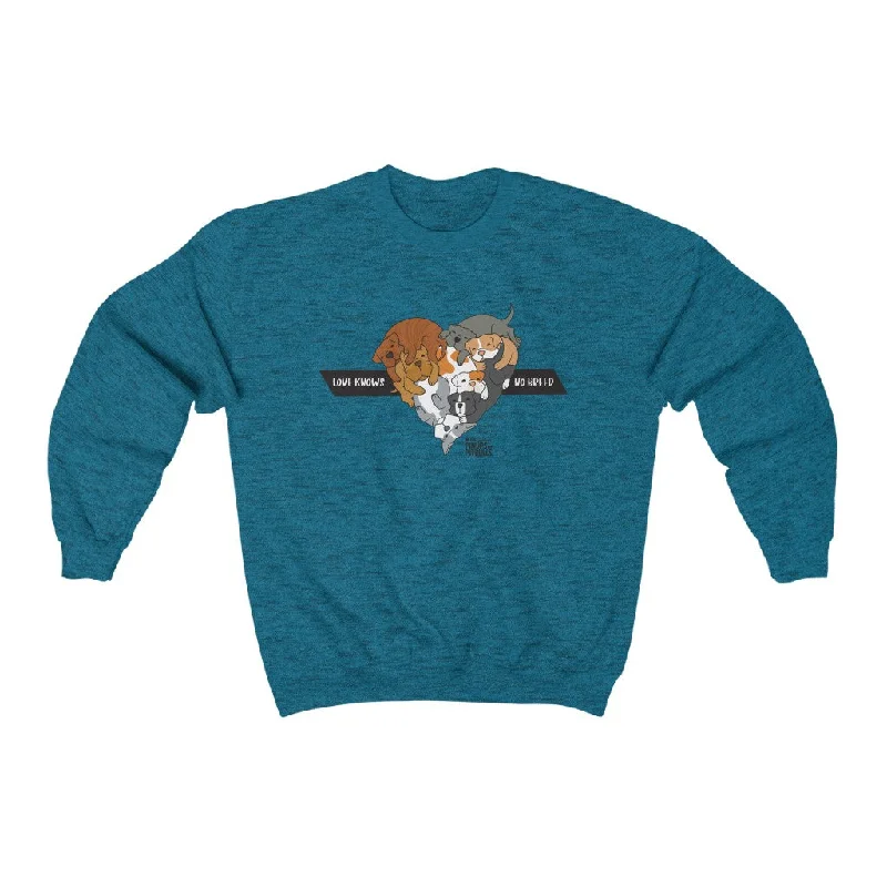 Love Knows No Breed Brindle | Unisex Heavy Blend™ Crewneck Sweatshirt Hoodie with Oversized Fit Loose Comfortable Love Knows No Breed Brindle | Unisex Heavy Blend™ Crewneck Sweatshirt Hoodie with Oversized Fit Loose Comfortable