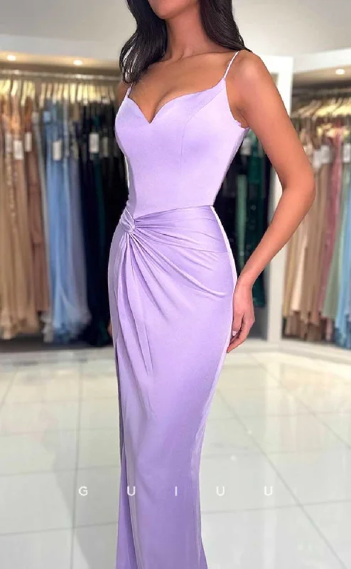 G4502 - Sexy & Hot Column Sheath V Neck Straps Ruched Prom Party Dress with Slit sweetheart Neckline Romantic G4502 - Sexy & Hot Column Sheath V Neck Straps Ruched Prom Party Dress with Slit sweetheart Neckline Romantic
