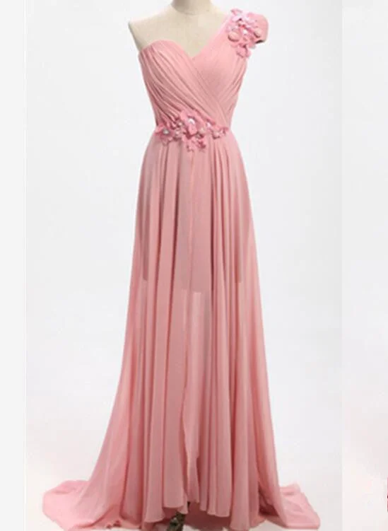 Pink One Shoulder Bridesmaid Dresses, Floor Length Prom Dresses, Wedding Party Dresses Mermaid Tail Wedding Pink One Shoulder Bridesmaid Dresses, Floor Length Prom Dresses, Wedding Party Dresses Mermaid Tail Wedding
