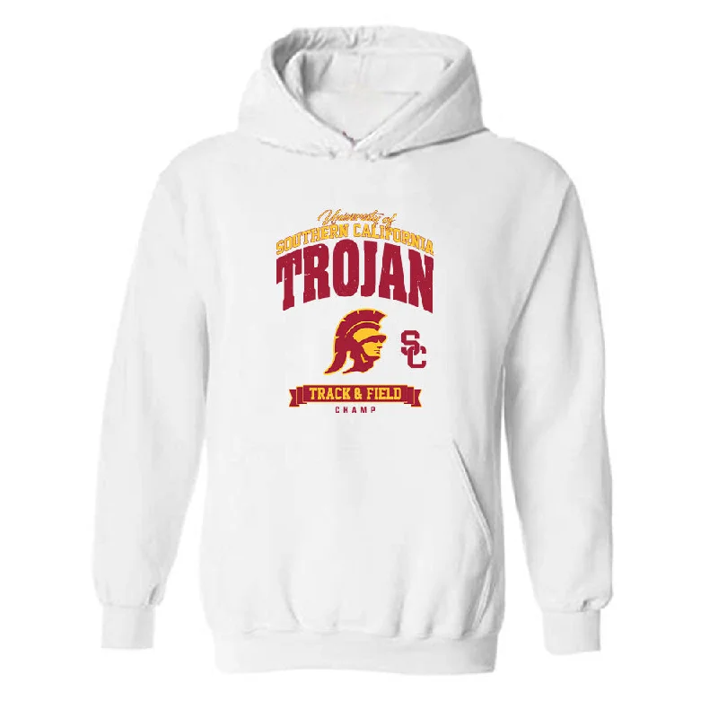 USC - NCAA Women's Track & Field : Gavin Champ - Classic Fashion Shersey Hooded Sweatshirt Hoodie with Hem Ribbing Snug Secure USC - NCAA Women's Track & Field : Gavin Champ - Classic Fashion Shersey Hooded Sweatshirt Hoodie with Hem Ribbing Snug Secure